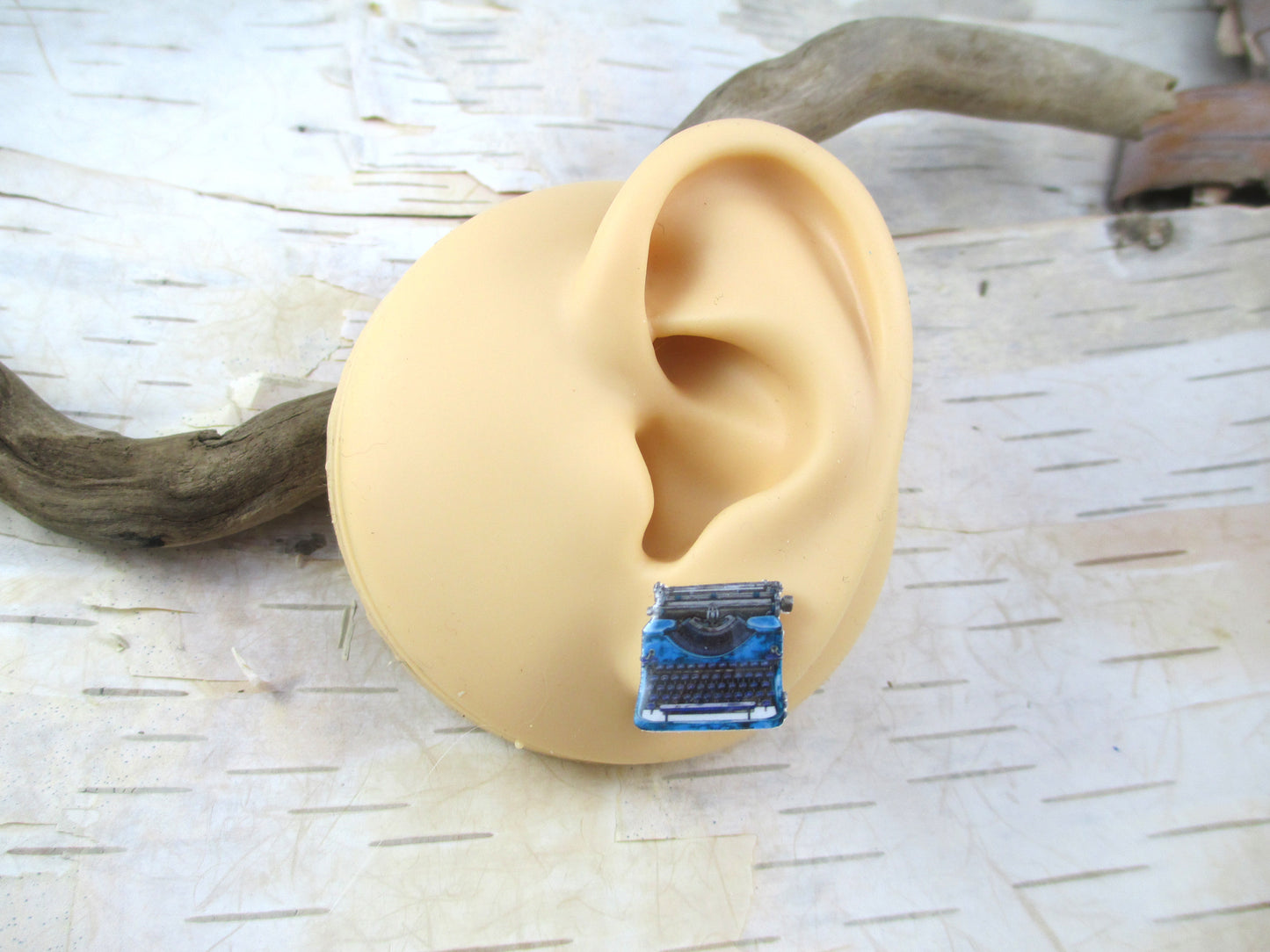 Blue Typewriter Earrings
