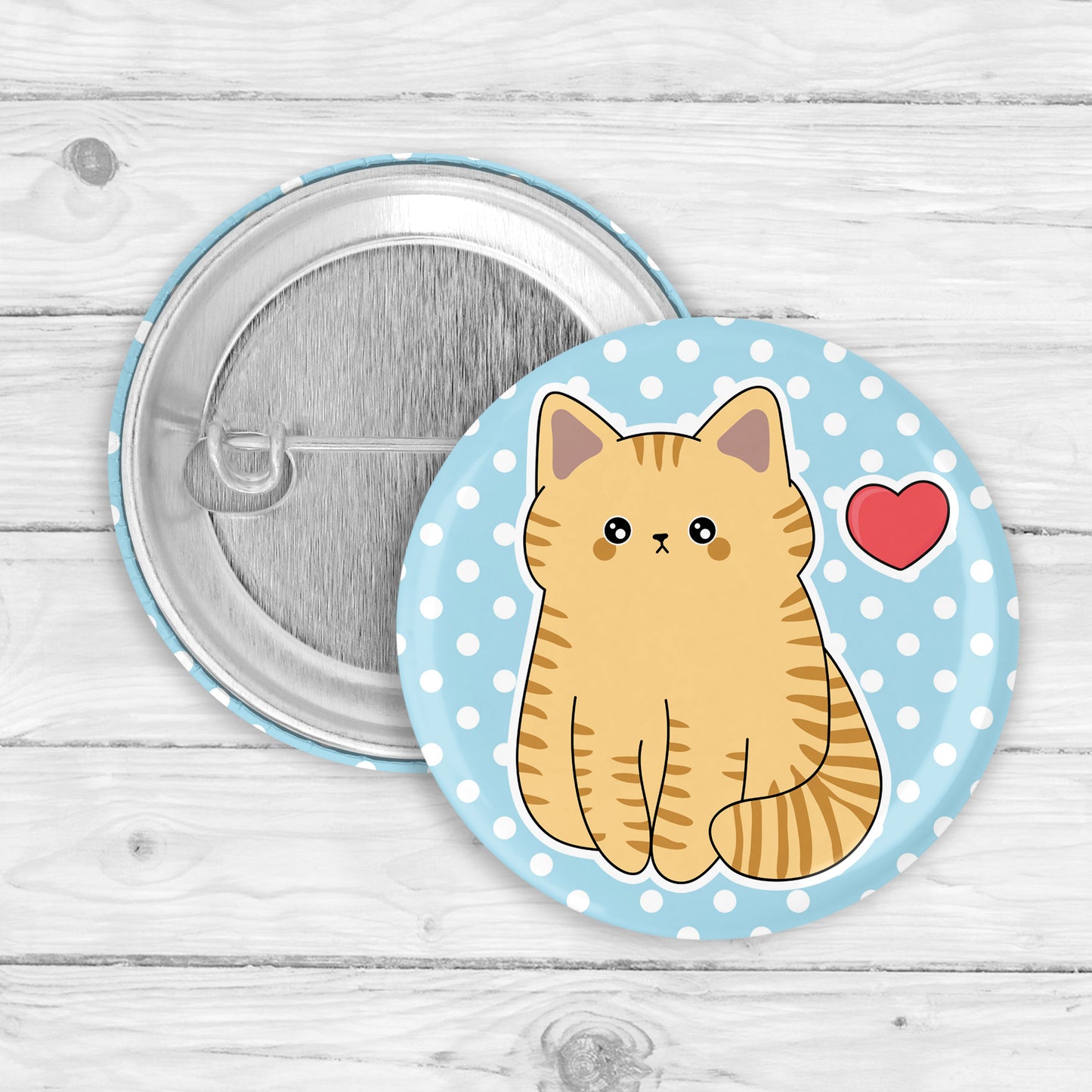 Polka Dot Cat Button Pin or Magnet
