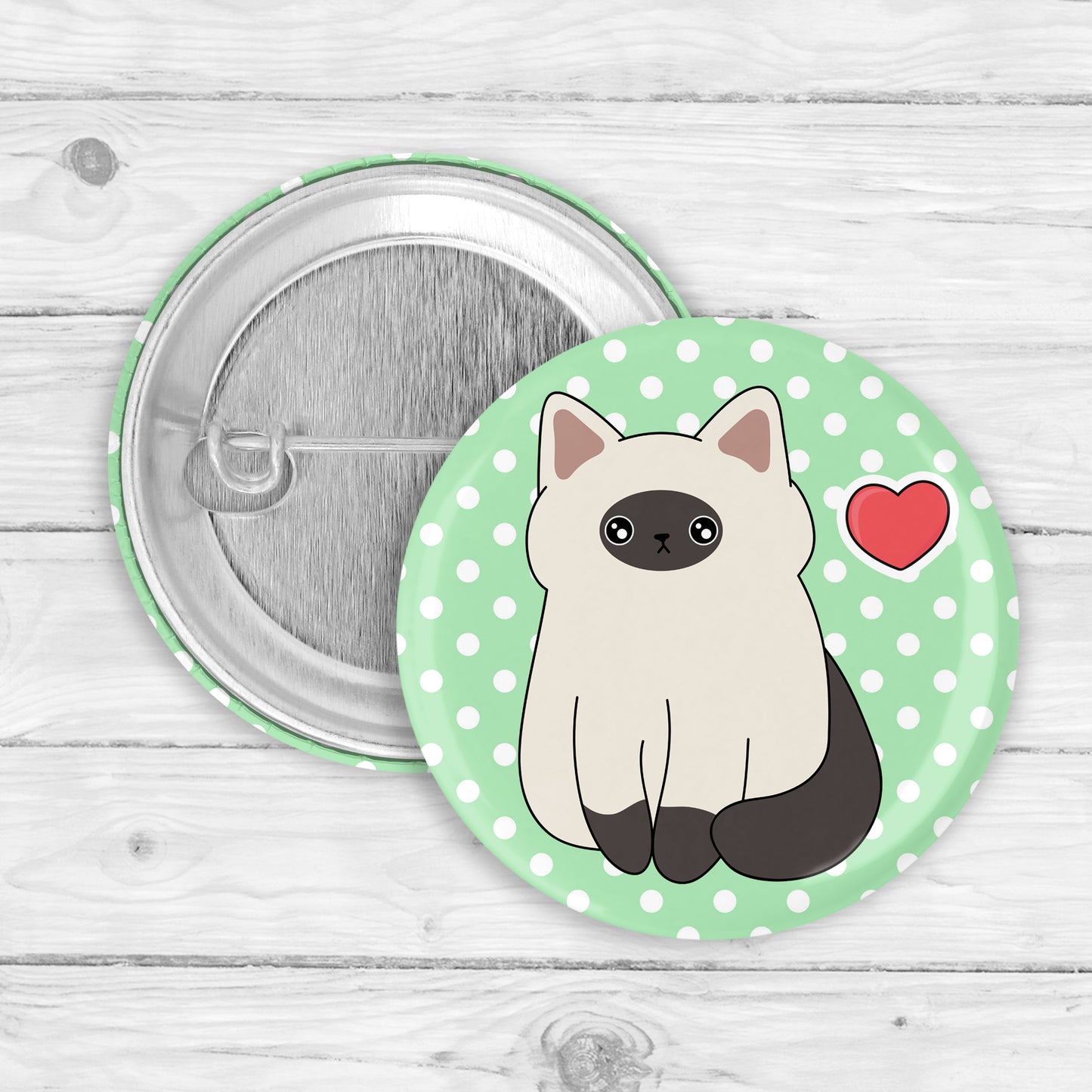 Polka Dot Cat Button Pin or Magnet