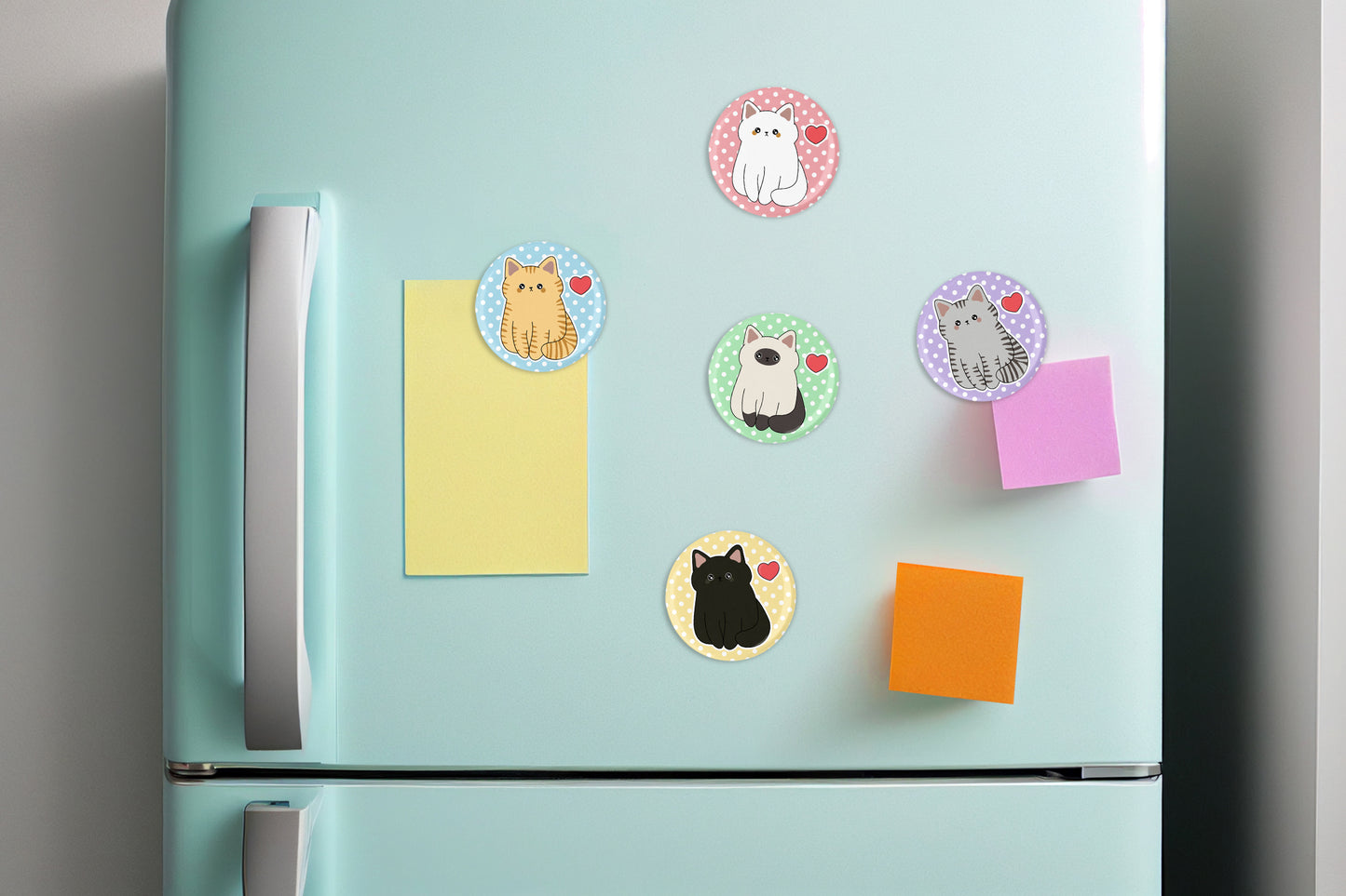 Polka Dot Cat Button Pin or Magnet