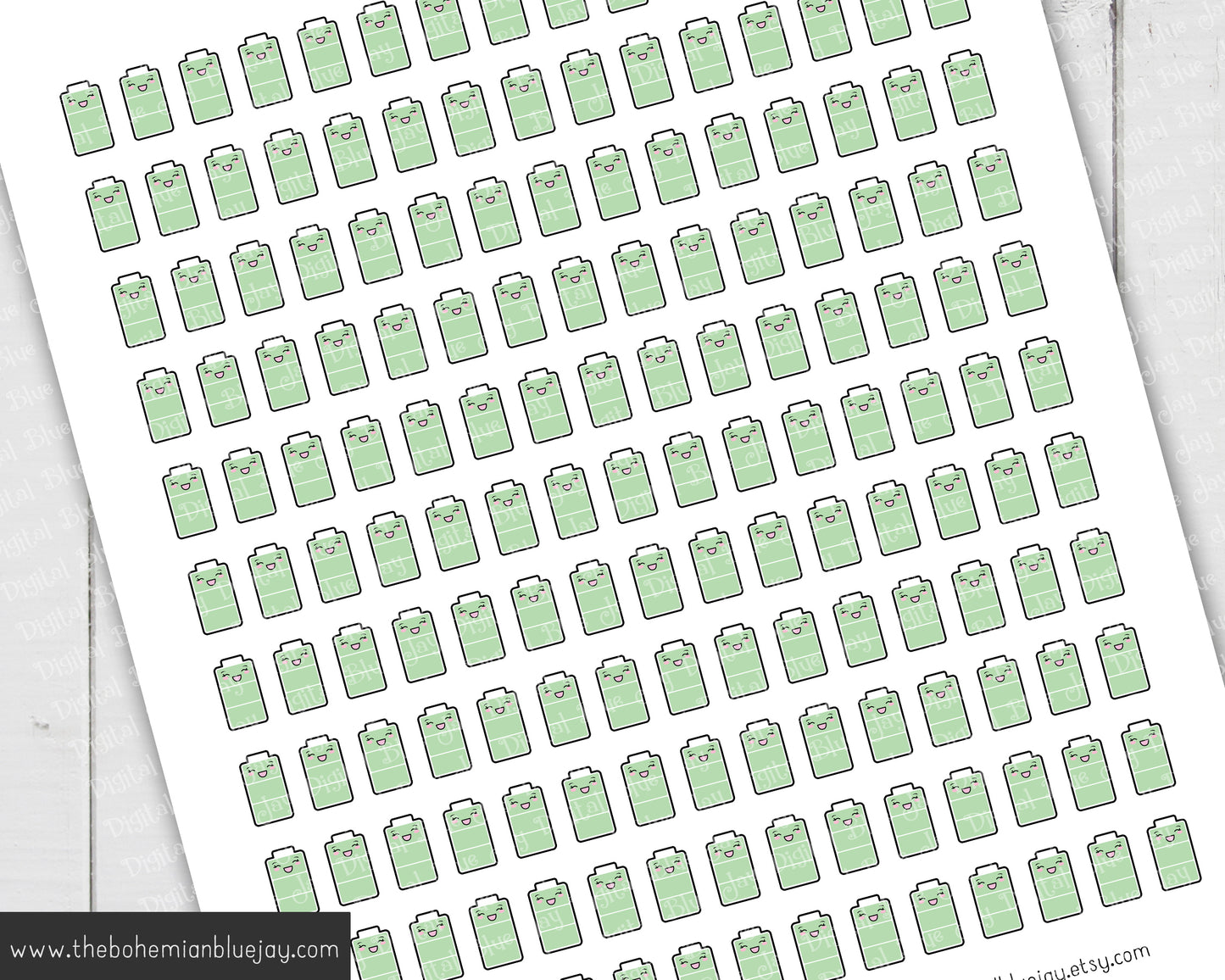 Printable Chibi Battery Energy Tracker Stickers