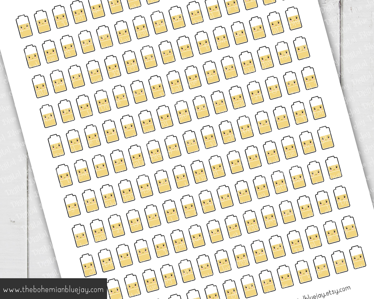 Printable Chibi Battery Energy Tracker Stickers