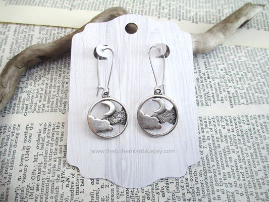 Moon and Clouds Charm Earrings