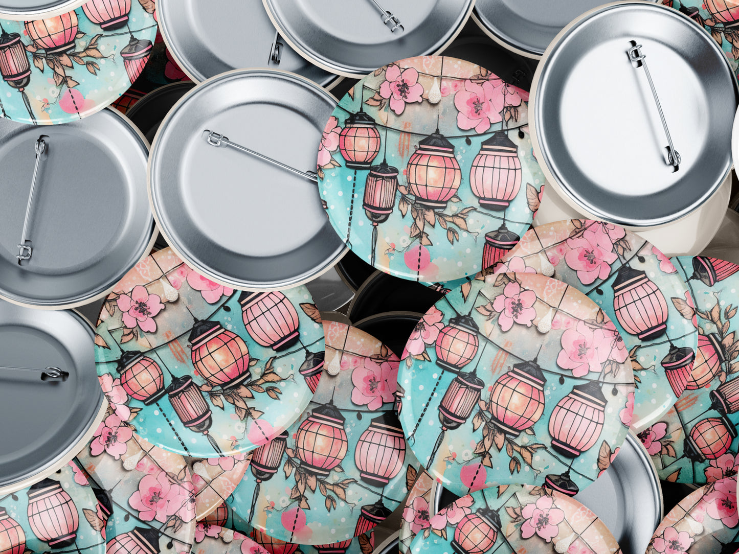 Pink Lanterns Button Pin or Magnet