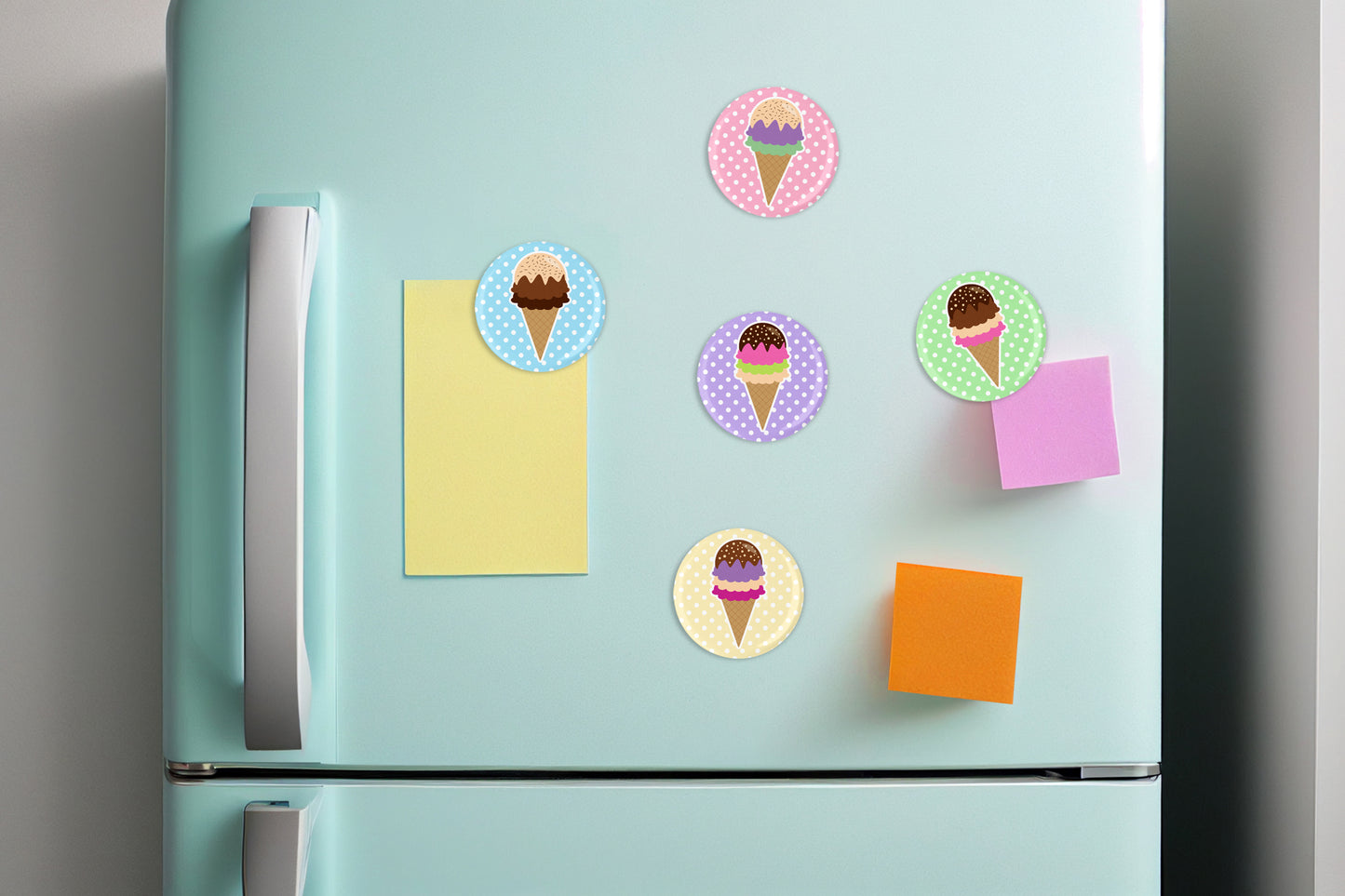 Polka Dot Ice Cream Cone Button Pin or Magnet