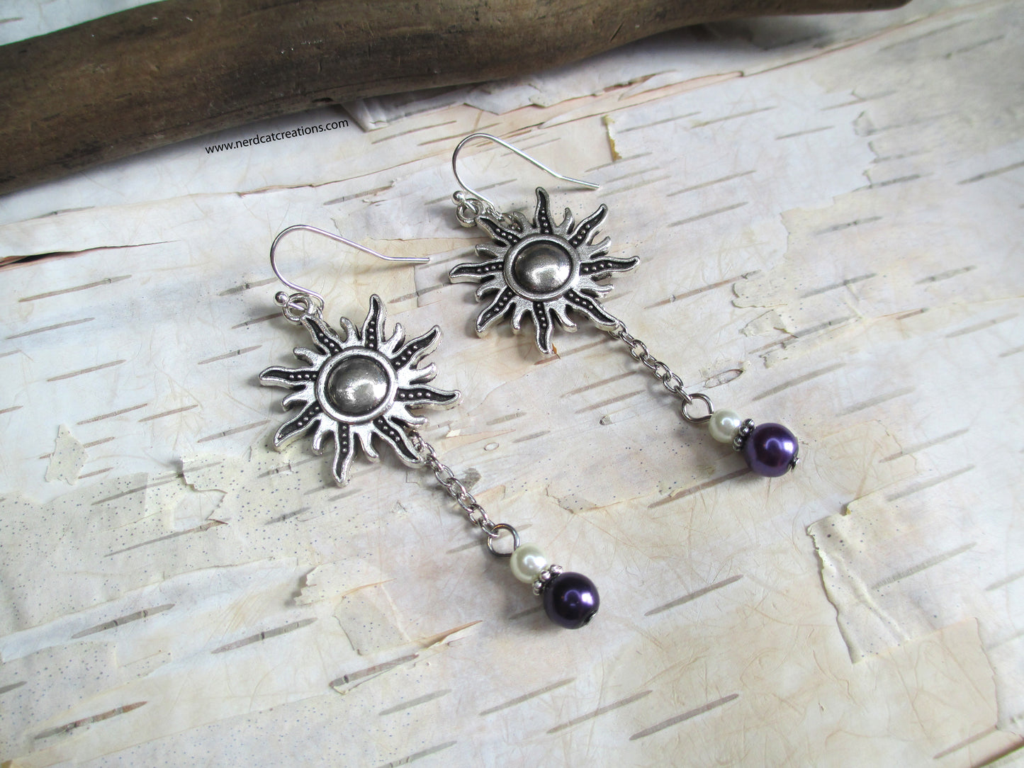 Rapunzel Silver Sun Charm Earrings