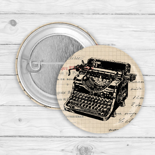 Vintage Typewriter Button Pin or Magnet