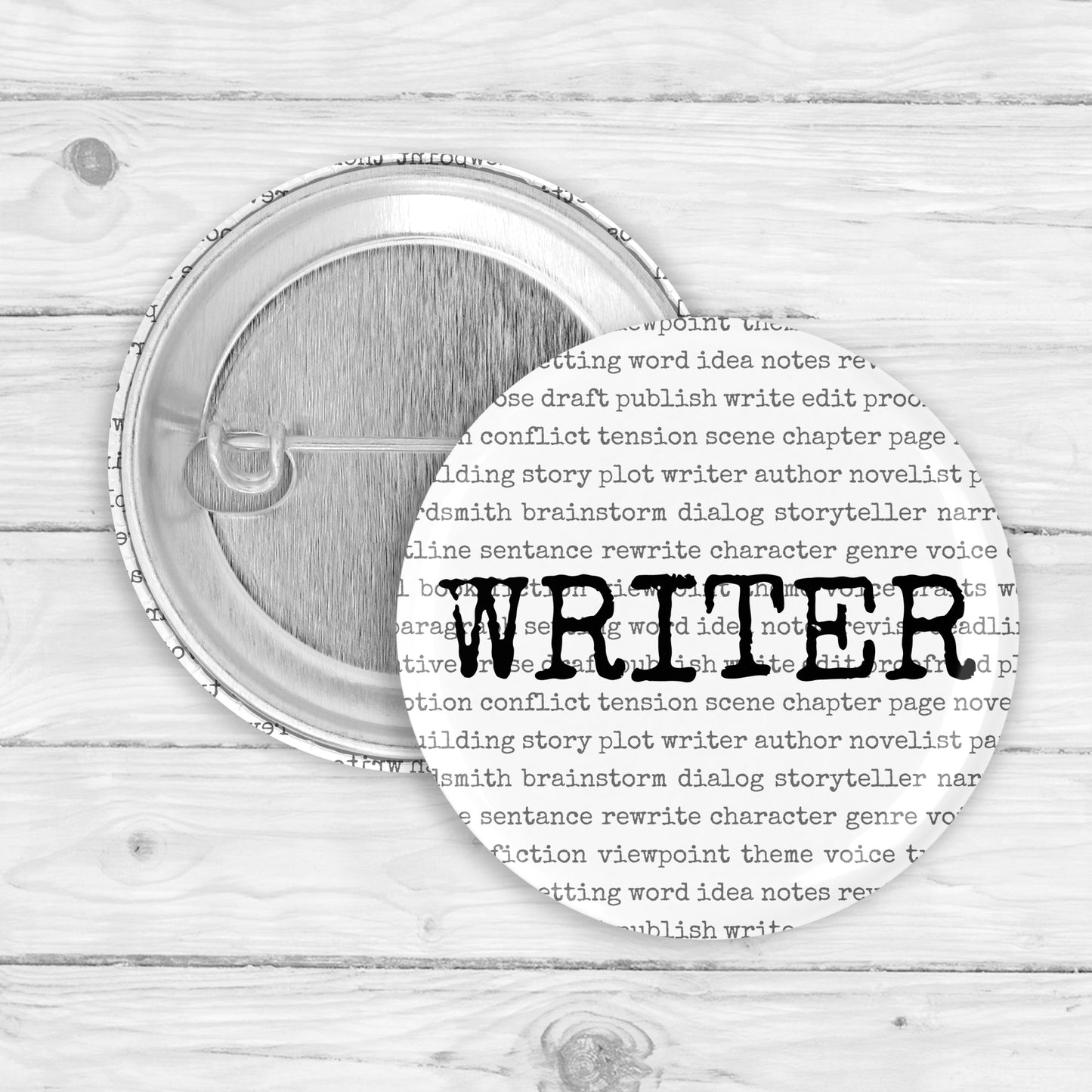 Writer Words Button Pin or Magnet