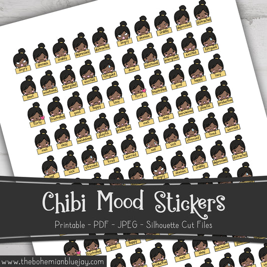 Printable Chibi Mood Tracker Stickers