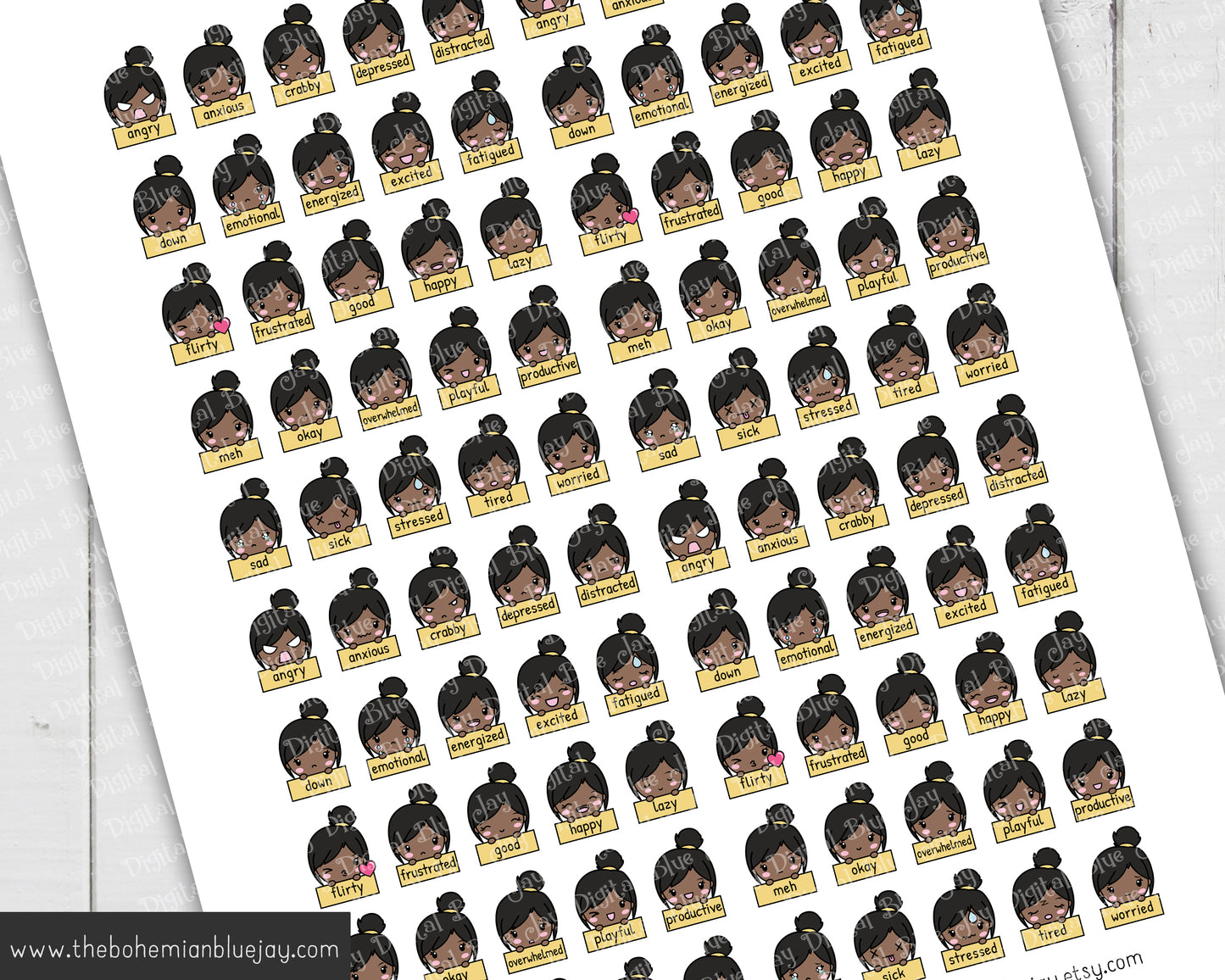 Printable Chibi Mood Tracker Stickers