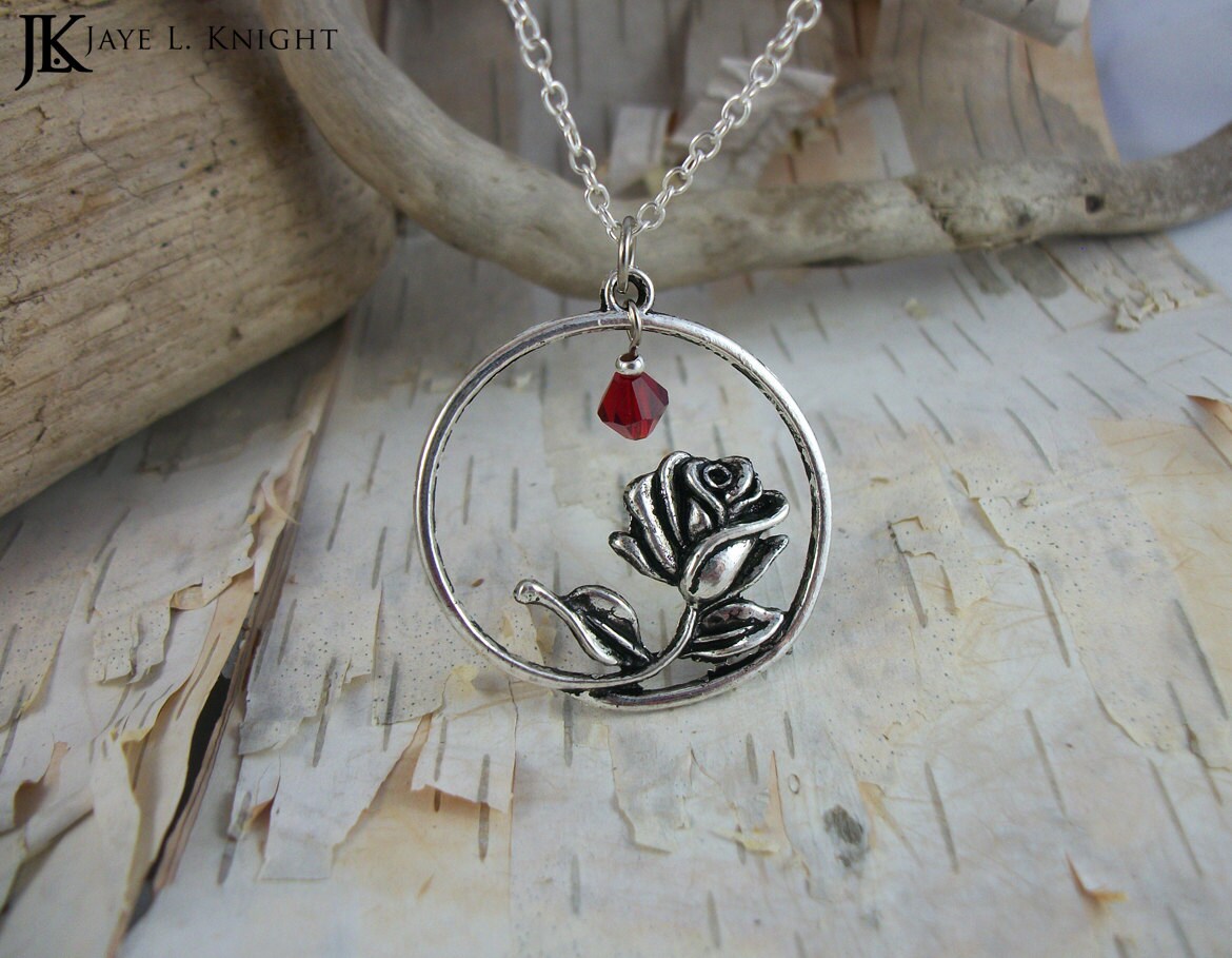 Beauty and the Beast Rose Necklace