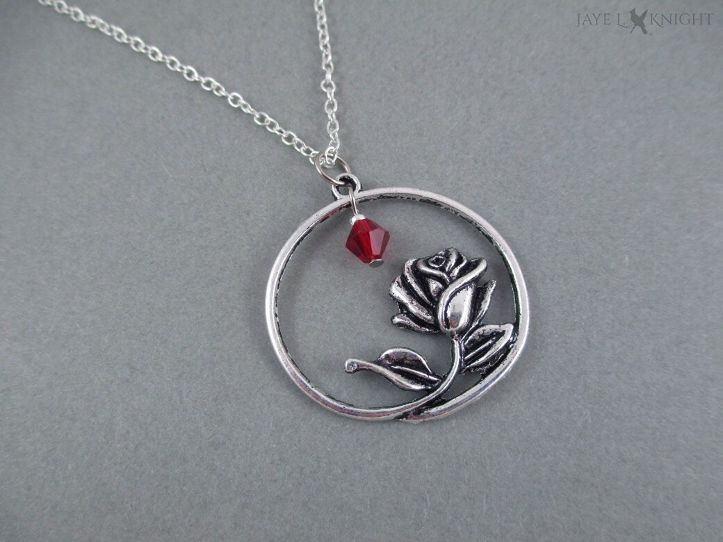 Beauty and the Beast Rose Necklace