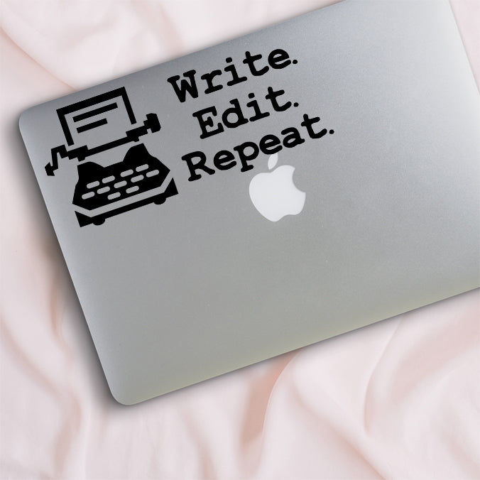 Write. Edit. Repeat. Typewriter Decal