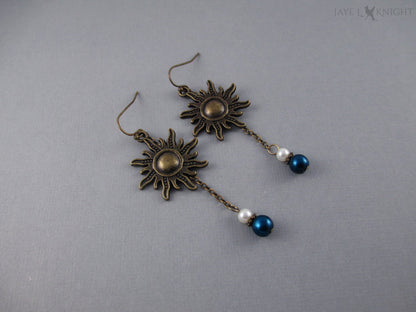 Rapunzel Bronze Sun Charm Earrings