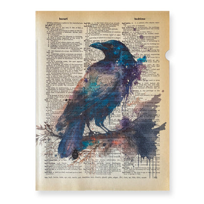 Recycled Vintage Dictionary Art Print - Crow