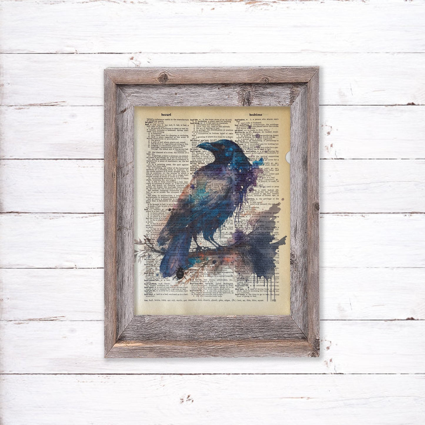 Recycled Vintage Dictionary Art Print - Crow