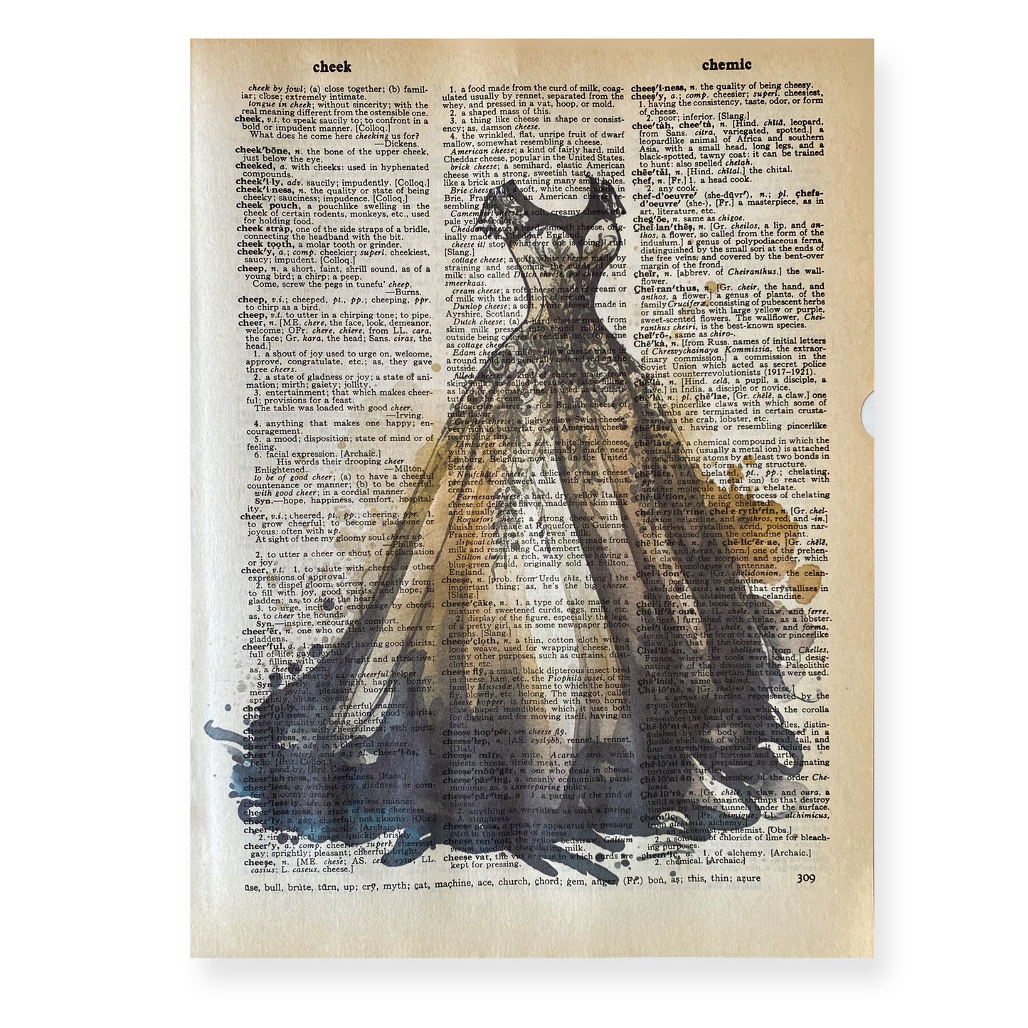 Recycled Vintage Dictionary Page Art Print - Ball Gown