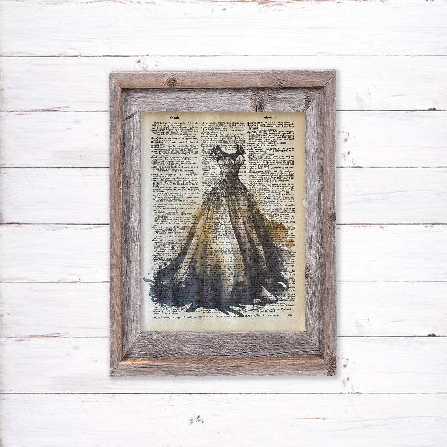 Recycled Vintage Dictionary Page Art Print - Ball Gown