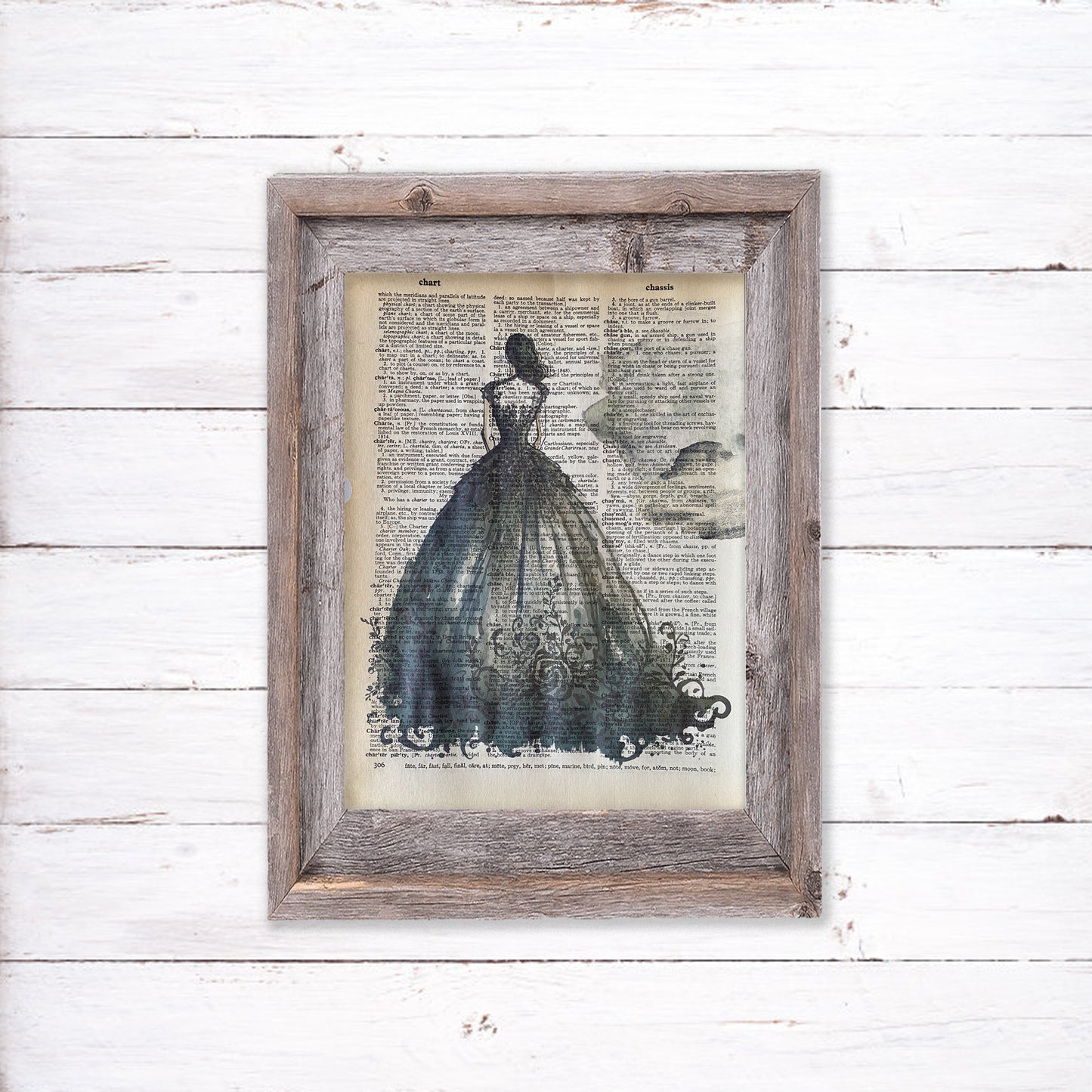 Recycled Vintage Dictionary Page Art Print - Ball Gown