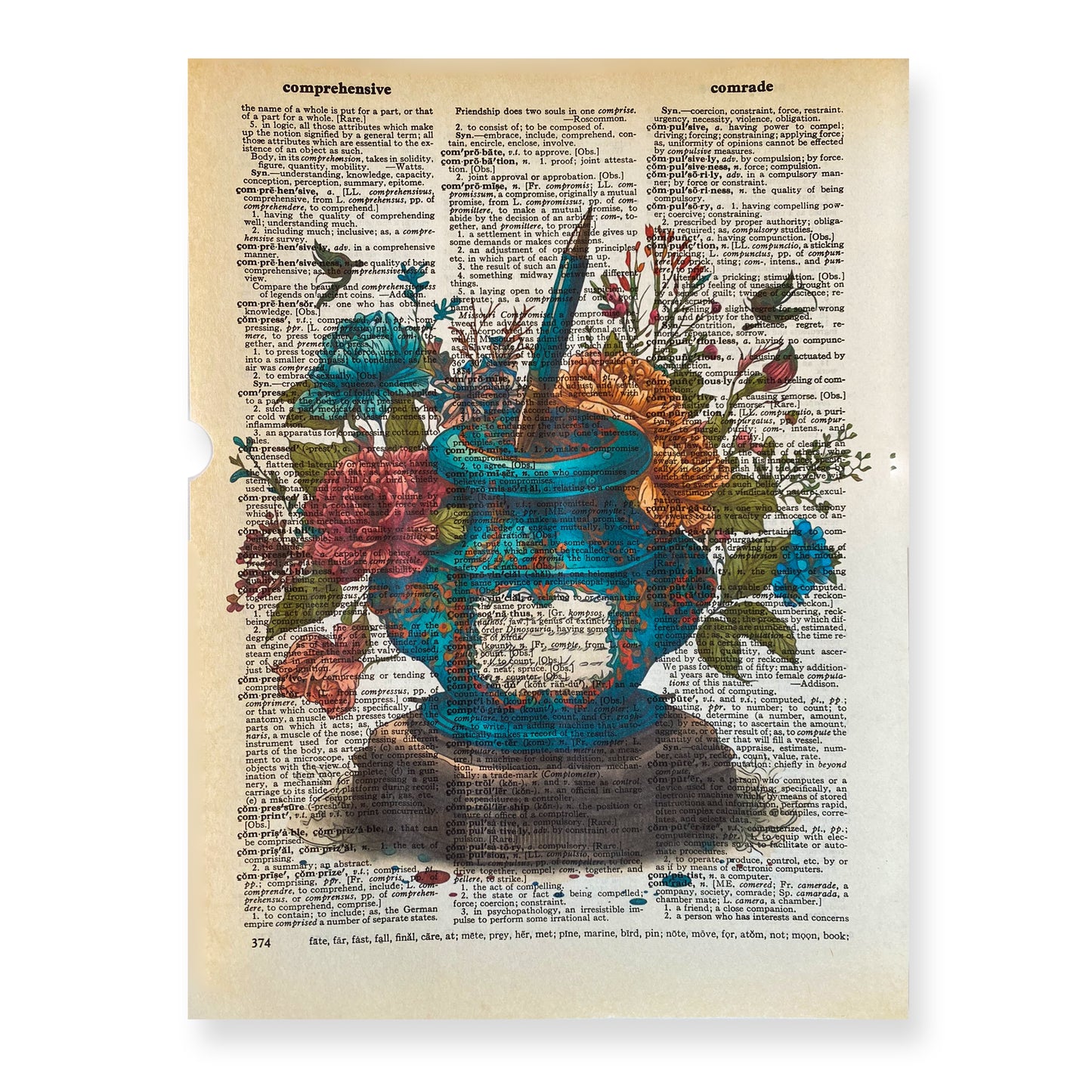 Recycled Vintage Dictionary Page Art Print - Inkwell