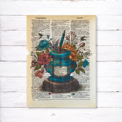 Recycled Vintage Dictionary Page Art Print - Inkwell