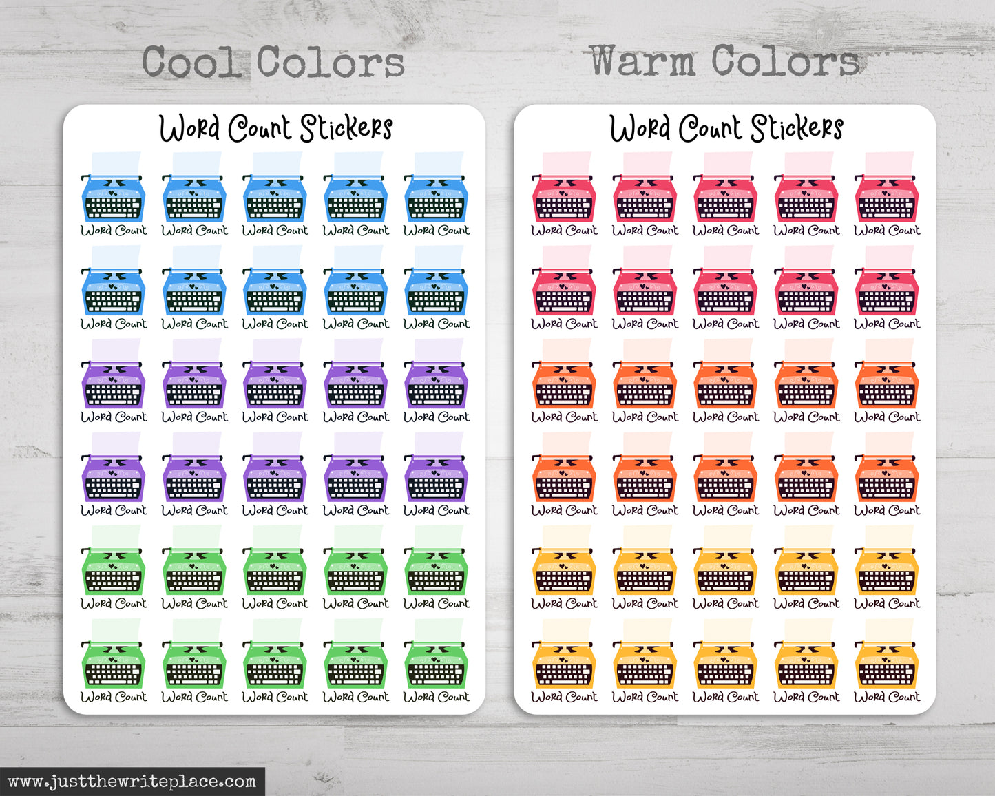 Cute Word Count Typewriter Stickers