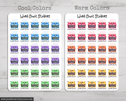 Cute Word Count Typewriter Stickers