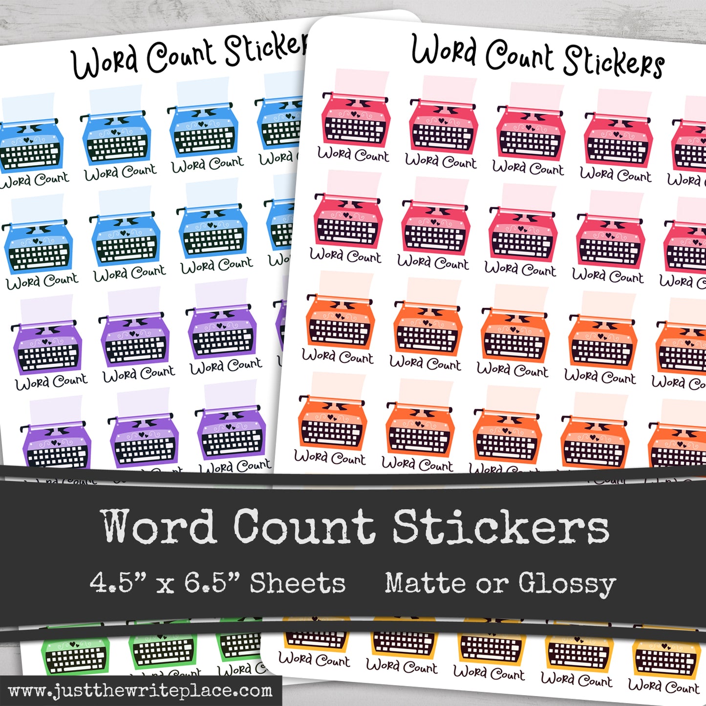 Cute Word Count Typewriter Stickers