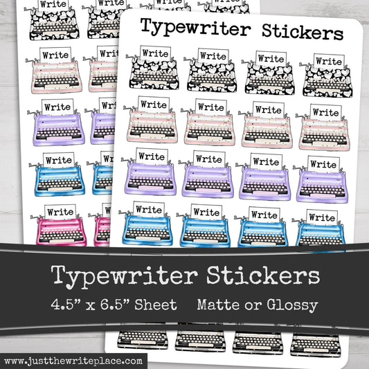 Pretty Typewriter Stickers