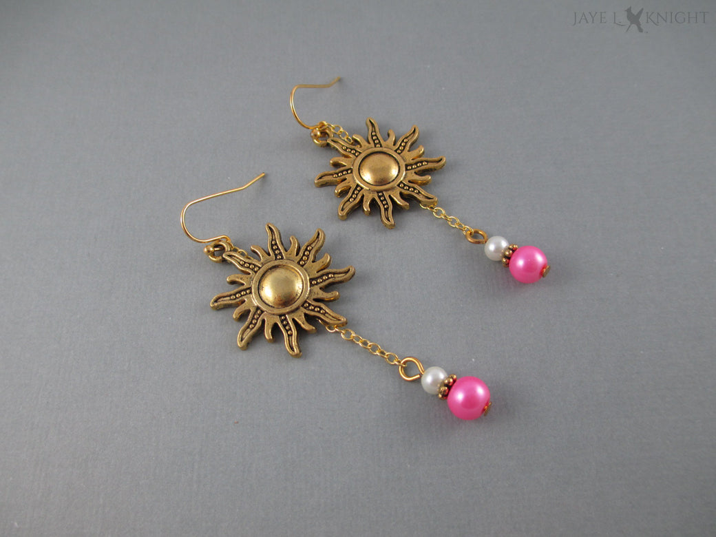 Rapunzel Gold Sun Charm Earrings