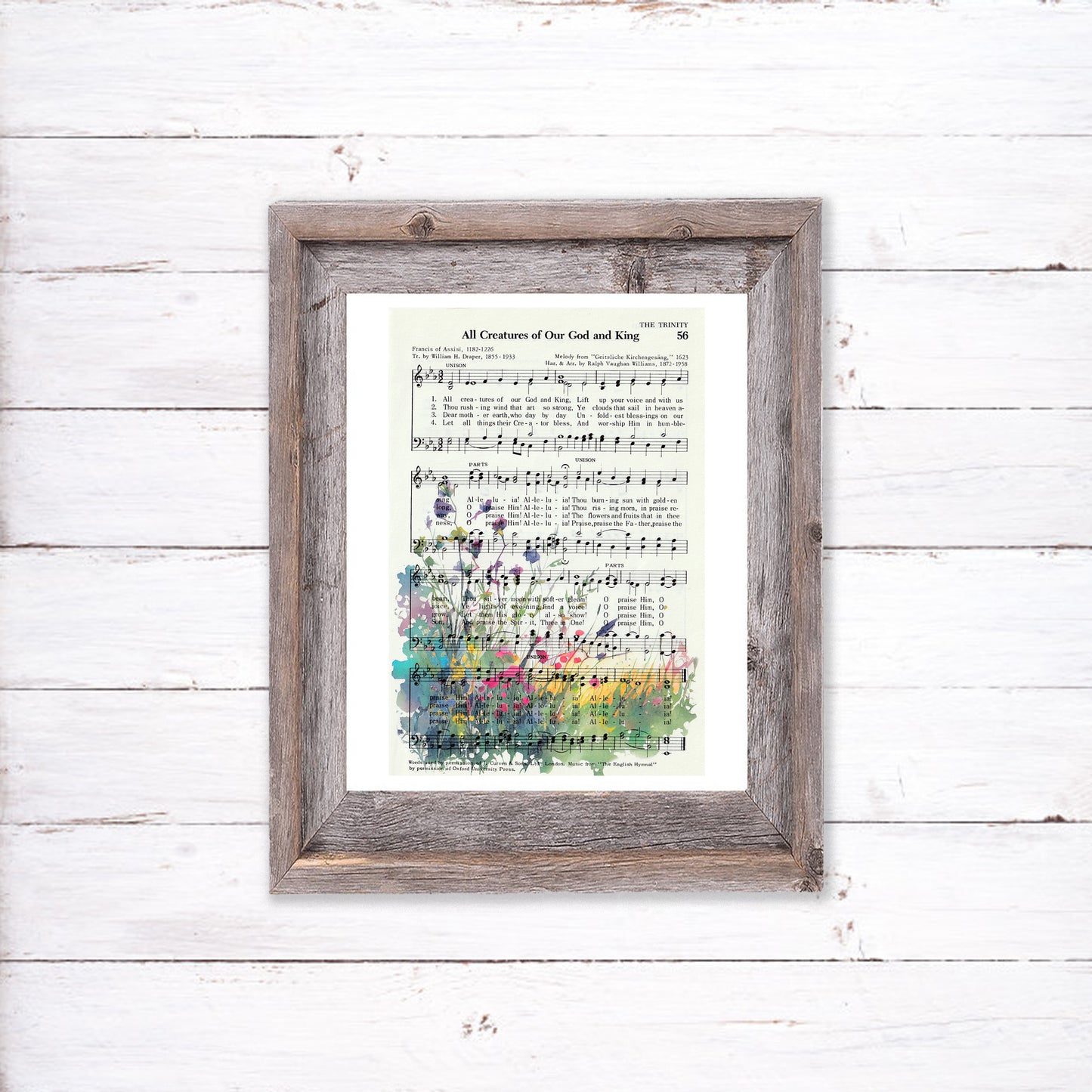 Recycled Vintage Hymnal Page Art Print - Meadow