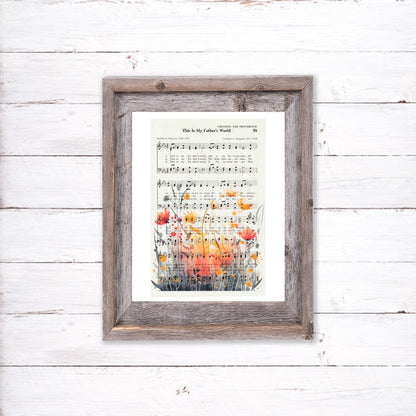 Recycled Vintage Hymnal Page Art Print - Sunset Meadow