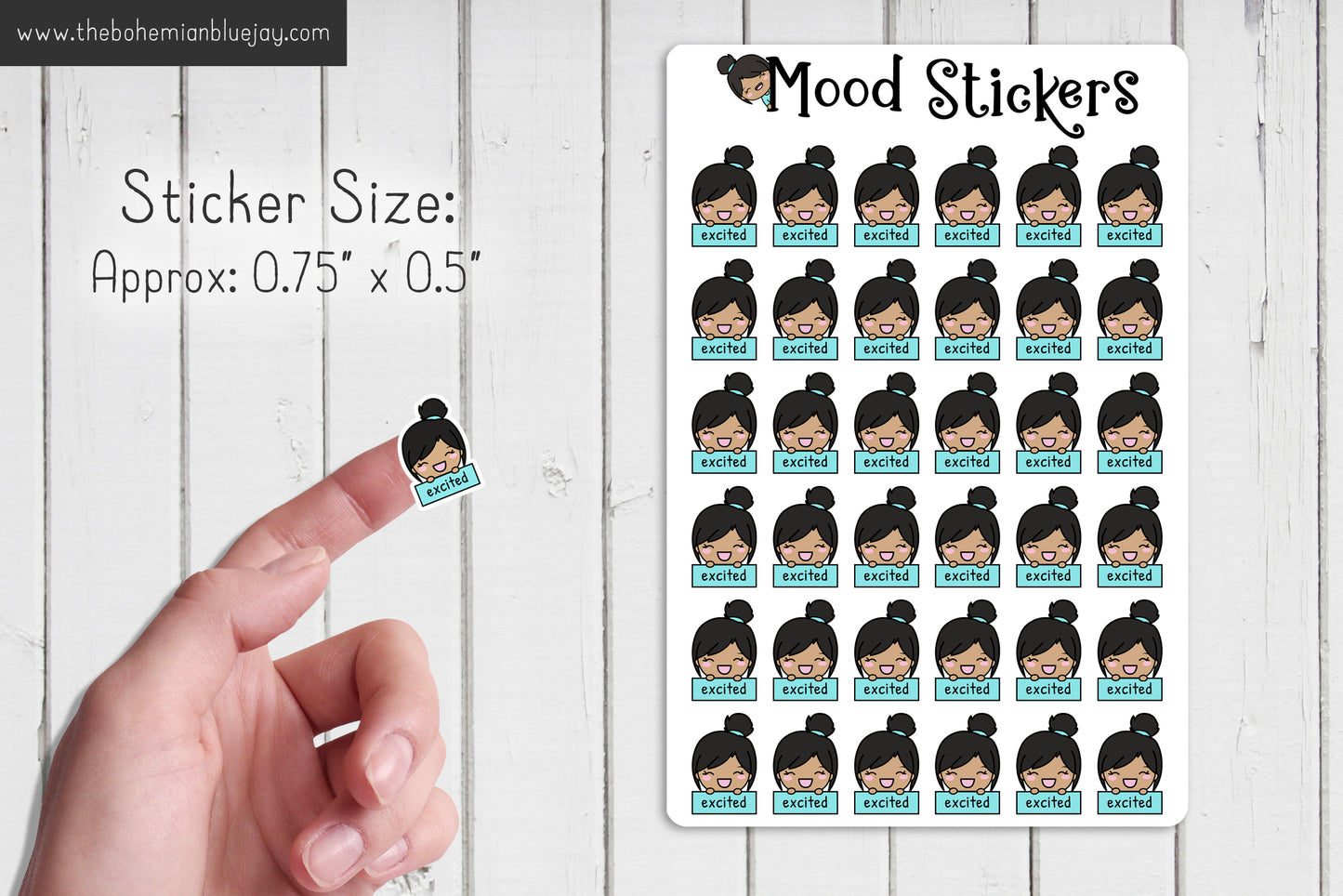 Chibi Girl Mood Tracker Stickers - Individual Moods