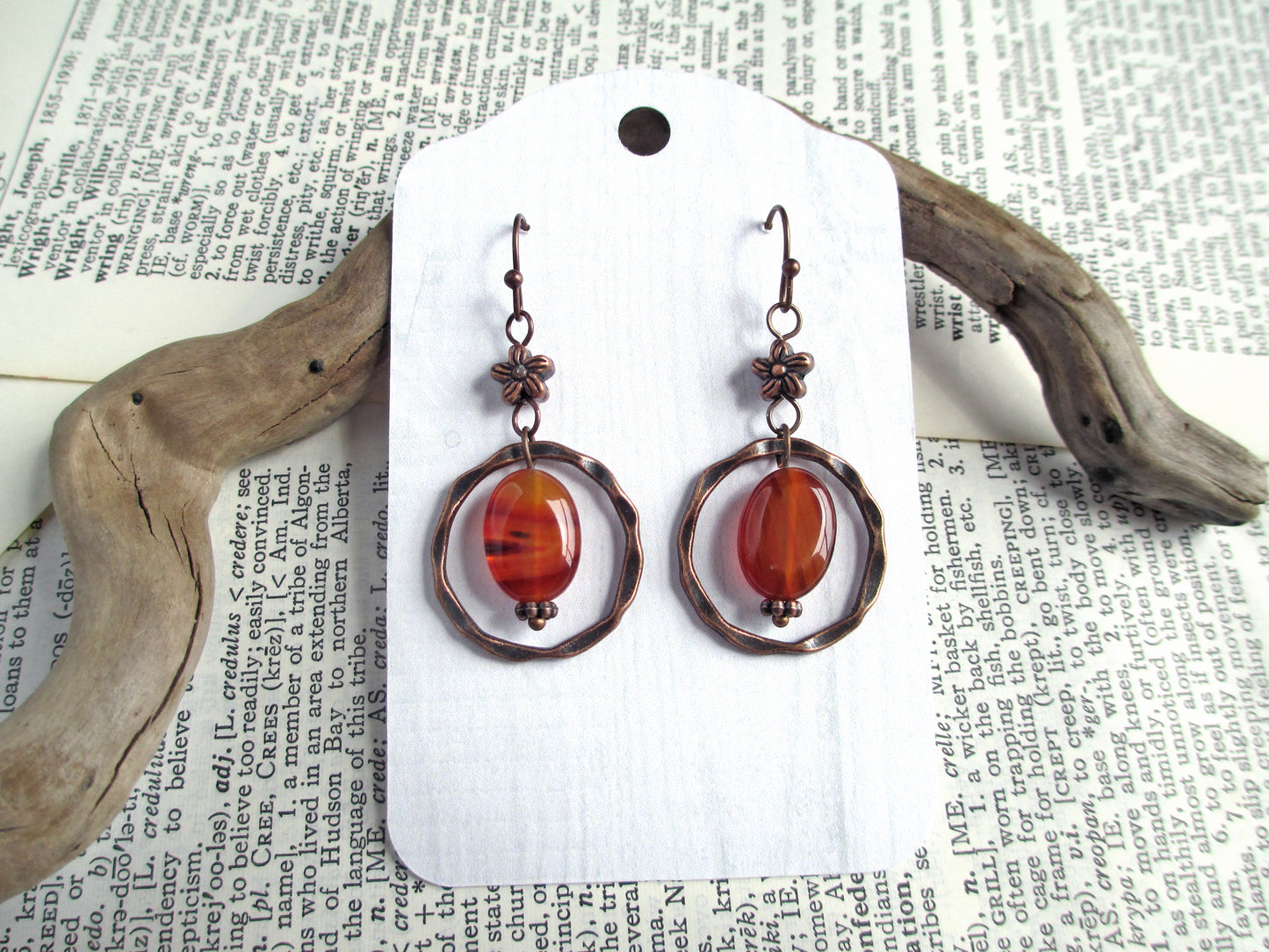 Orange Agate Copper Earrings