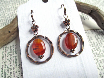 Orange Agate Copper Earrings