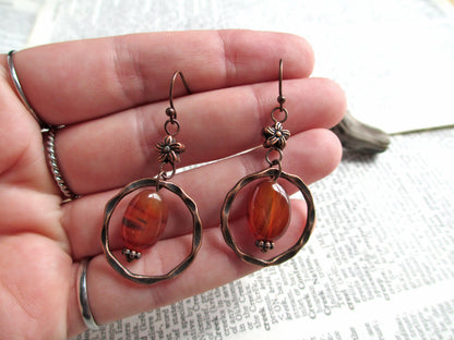 Orange Agate Copper Earrings