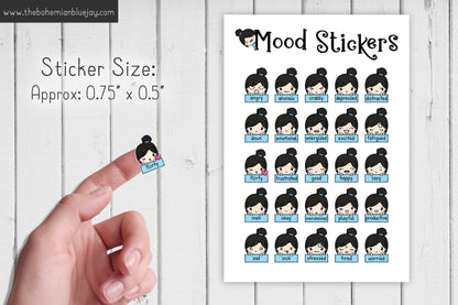 Chibi Girl Mood Tracker Stickers