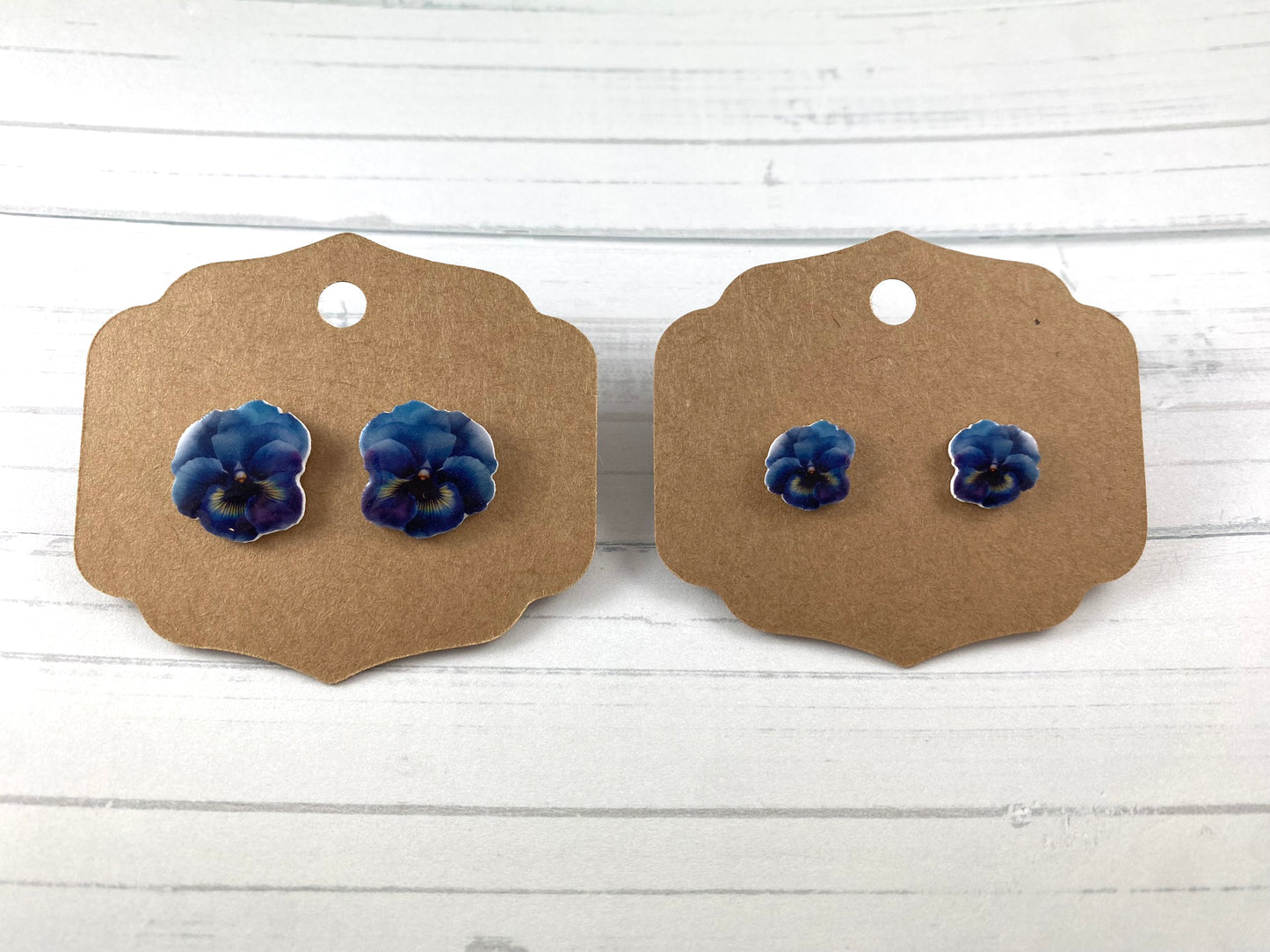 Blue Pansy Earrings