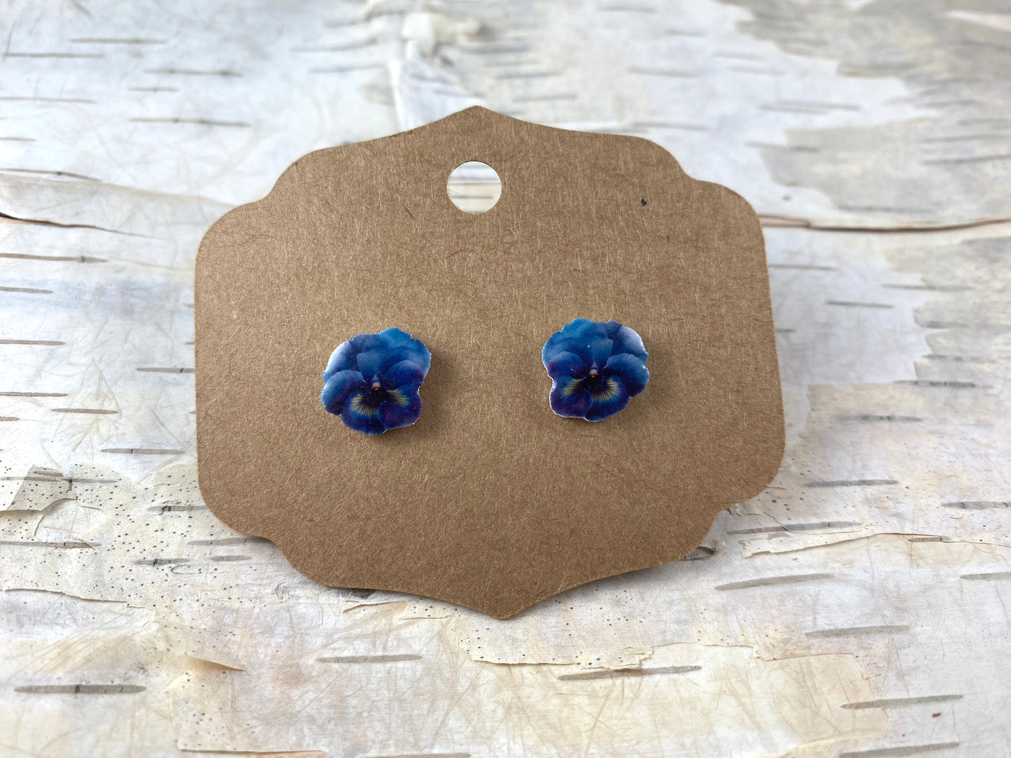 Blue Pansy Earrings