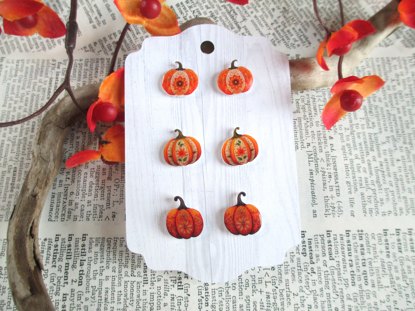 Boho Pumpkin Earrings Set