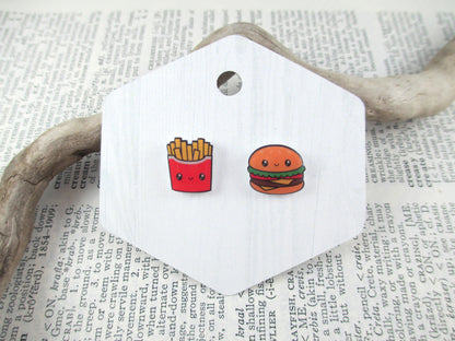 Kawaii Burger and Fries Earrings