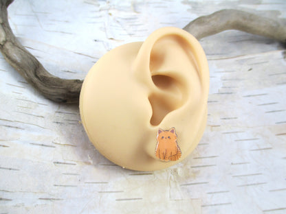 Orange Cat Earrings