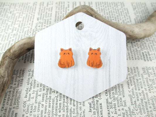 Orange Cat Earrings