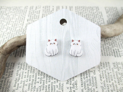 White Cat Earrings