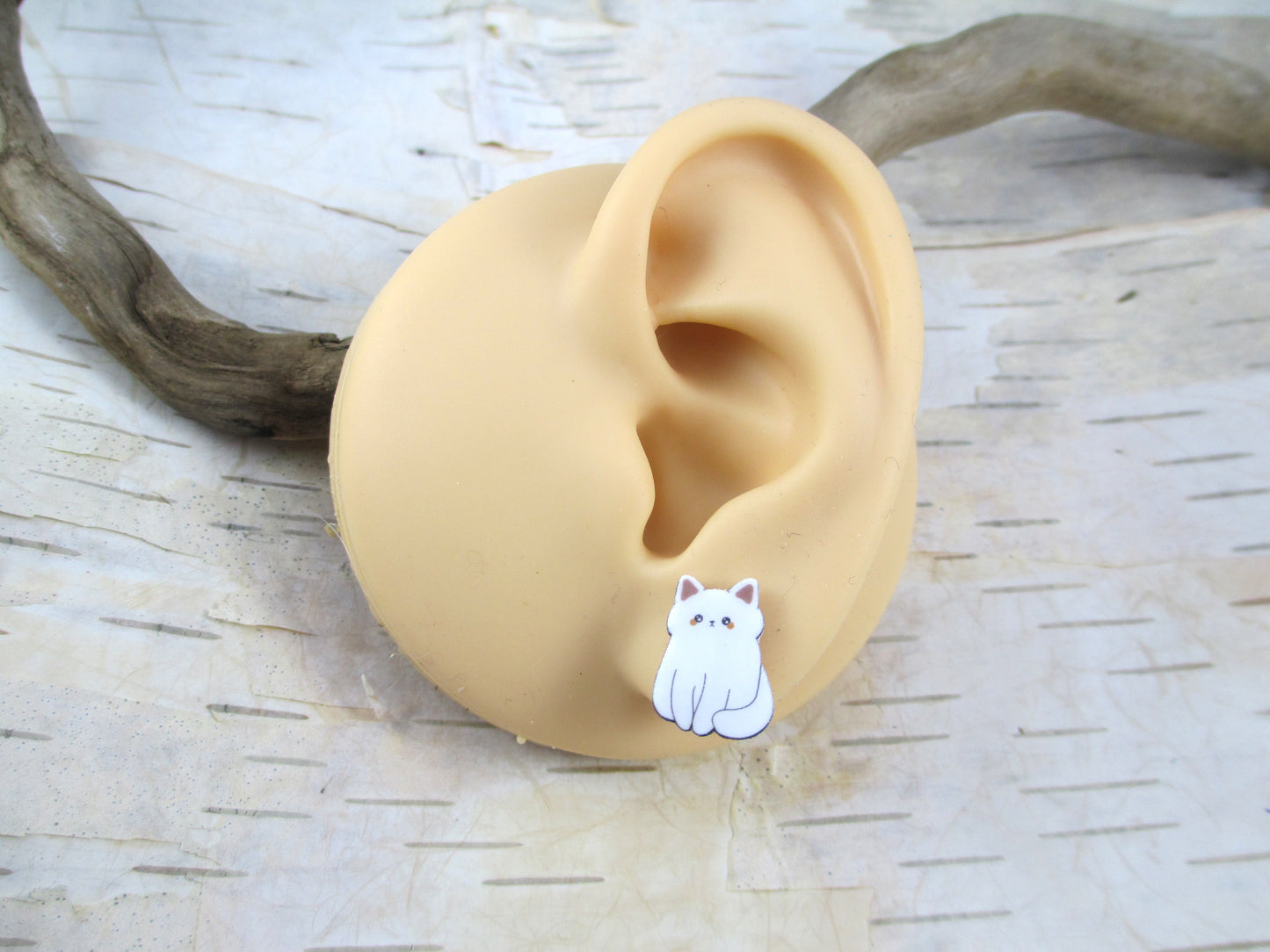 White Cat Earrings