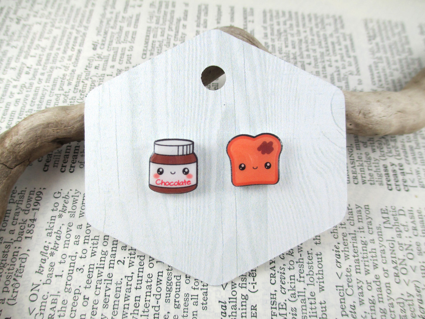 Kawaii Chocolate Spread and Toast Earrings