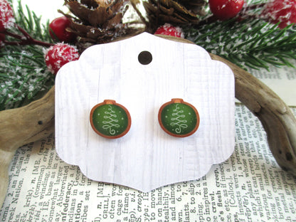 Christmas Cookie Green Ornament Earrings