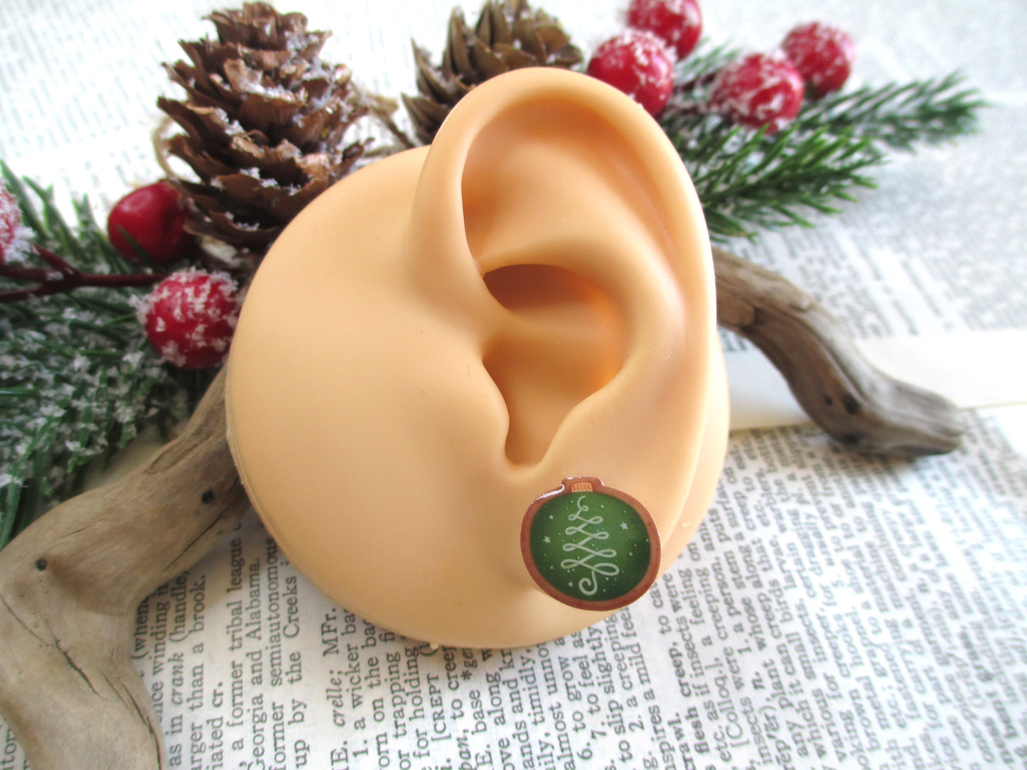 Christmas Cookie Green Ornament Earrings