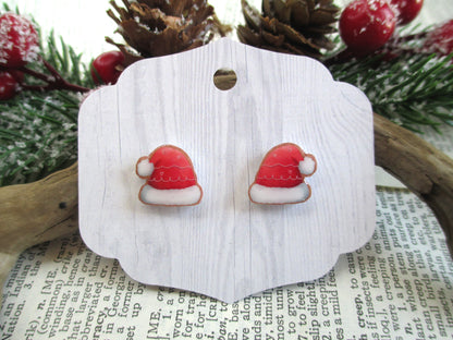 Christmas Cookie Red Santa Hat Earrings