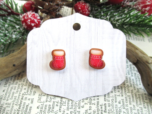 Christmas Cookie Red Stocking Earrings